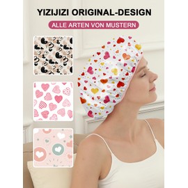 E ENASUE Reusable 3-layer shower cap, extra large waterproof shower cap, suitable for all types of long hair, adjustable women's shower cap, ideal for girls (Shining heart)