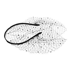 Baluue Black Mesh Veil Headband with Rhinestones Retro Fascinator for Women Elegant Bridal Accessory with Embroidered Veil for Wedding Tea Party and Special Occasions