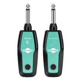 SHAEVLE Wireless Guitar System with Rechargeable Battery, 30M Transmission Range, Auto Frequency Locking for Guitar Bass Electric Instruments, Blue