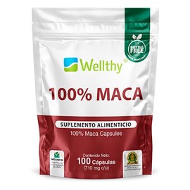 Wellthy Superfoods 100 Maca 100 Cpsulas. 710mg cu. Maca Premium 100 Pura y Natural. VCaps Cpsulas Veganas, Bottle Free.                               