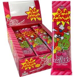 Sour Power Candy Straws, Wild Cherry, 1.75 oz (Pack of 24)