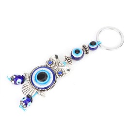 Evil Eye Keychain, Blue Luck Keychain Owl Key Ring Turkish Glass Amulet Charm Pendant Blessing Gift for Purse Handbag Bag Decoration