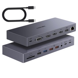 15-in-1 USB-C Docking Station, Triple/Dual Display, 100W PD, Ethernet, 4 USB Ports, SD/TF Card Slots, for Professionals, Students & Gamers, Compatible with USB-C Laptops