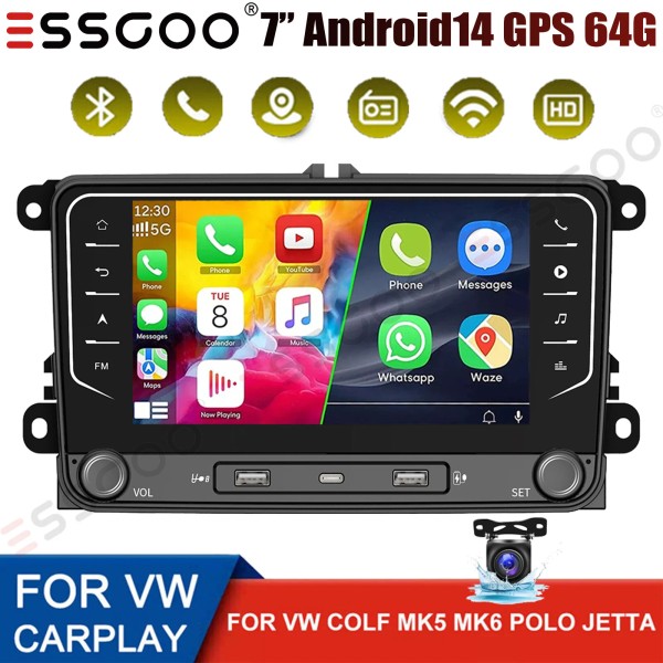 ESSGOO Android 14 Carplay 64G For VW Volkswagen Jetta Passat