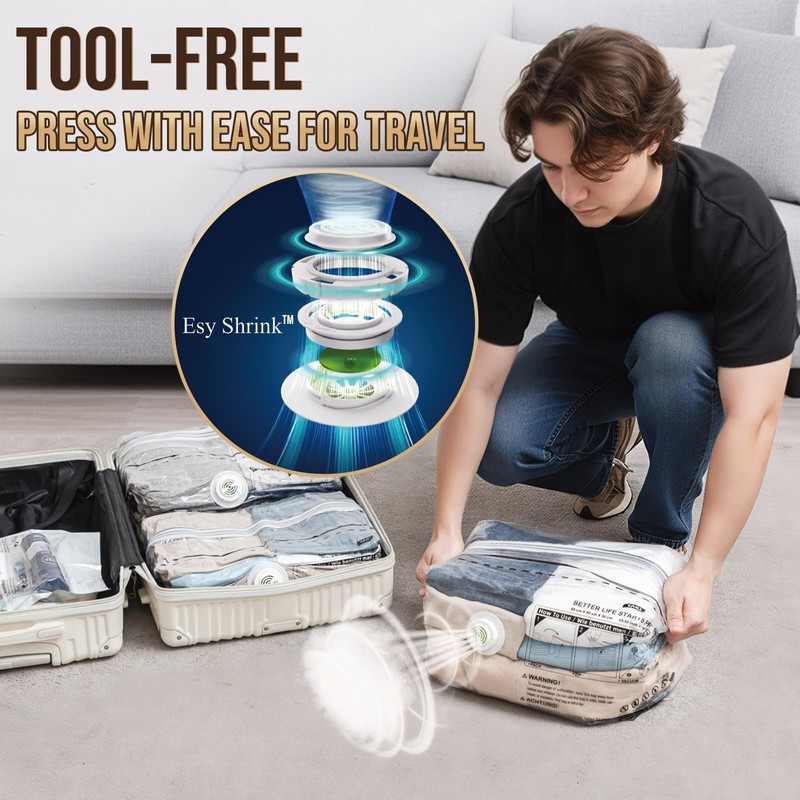 TAILI 10 Pack Cube Vacuum Storage Bags, Medium Size (25x19x11
