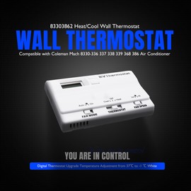 HiSport 83303862 RV Digital Thermostat Heat/Cool T-Stat Wall Thermostat Compatible with Coleman Mach 8330-336 337 338 339 368 386 Air Conditioner White Temperature Adjustment from 37℃ to -1 ℃