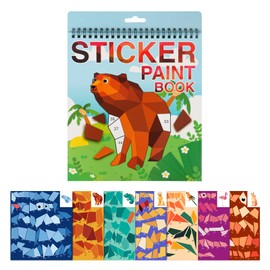 Crafts for Kids Ages 4-8 Sticker Paint Book Number Stickers Animal Activity Book for Kids Ages 6-8,8-12 Boys Girls Birthday Party Favors Car Road Plane Travel Toys (Animal)
