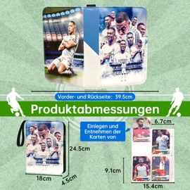 COQOYO Football Cards Scrapbook, Football Trading Cards Album, 4 Pockets, 50 Sleeves for 400 Cards, Sports Cards, Collector's Folder, Book Folder with Zip Carry Handle