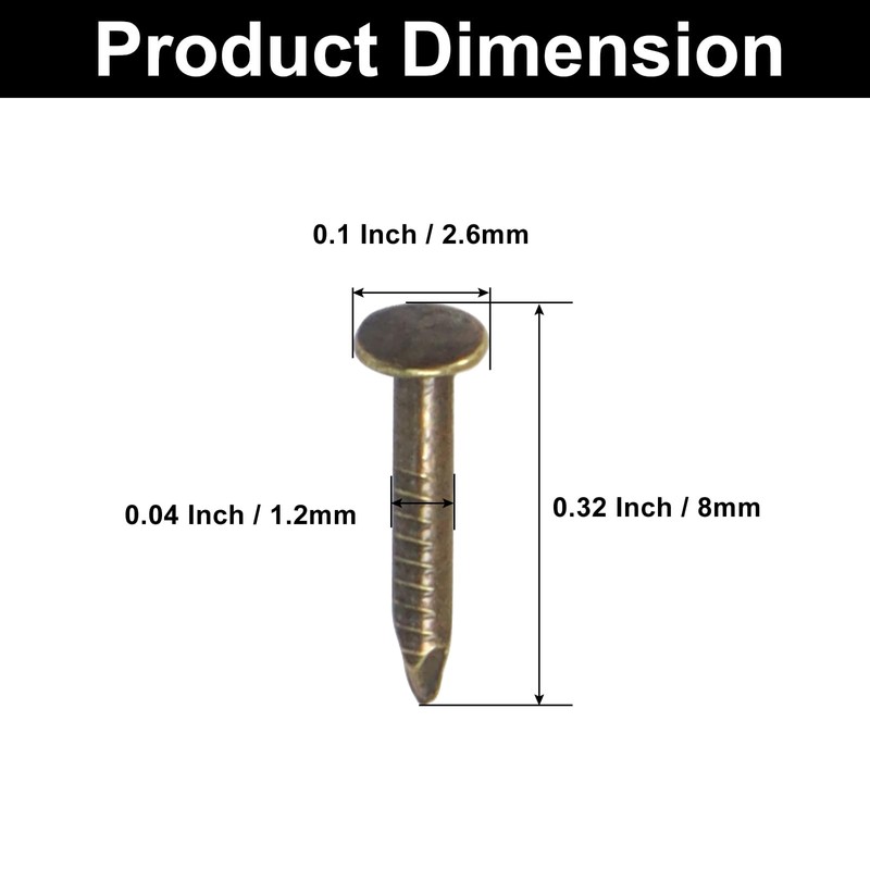 ISDVBUY 200Pcs Small Tiny Nails 1.2x8mm(DXL) Carbon Steel Copper Plated