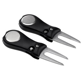 MUXSAM 2Pcs Golf Divot Tools Stainless Steel Golf Club Ball Putting Green fork Pitchmark Golfer Kit