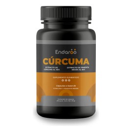 Endaroo Frasco Turmeric Cúrcuma 95% Pimienta Negra 60 Cáps Suplemento Sin Sabor