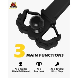 A-BOAR Hitch Step for 2" Receivers,Trailer Hitch with 2-Inch Ball Hitch and Trailer Hitch Pin, Drop Forged Steel Truck Hitch Step, 14 Ton (30000 Lbs) Maximum Break Strength Tow Hitch Receiver, Black