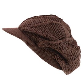 Armycrew RGY Striped Knit Deep Crown 100% Cotton Rasta Beanie Visor - Brown