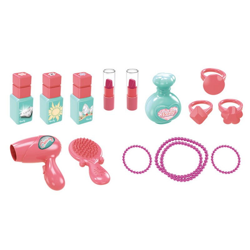 Plastic Dressing Playset 3 in 1 Red Makeup Suitcase Kids