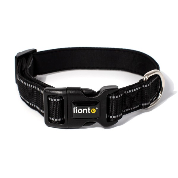 lionto Padded Dog Collar Nylon Reflective Waterproof Adjustable Size S