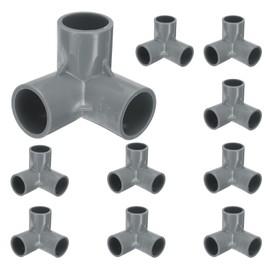 sourcing map 3 Way PVC Pipe Fittings, 3/4 Inch Furniture Grade Elbow Pipe Connector, 90 Degree PVC Elbow Side Outlet Fittings for Build PVC Furniture DIY Garden Shelves (10 Pack), Grey