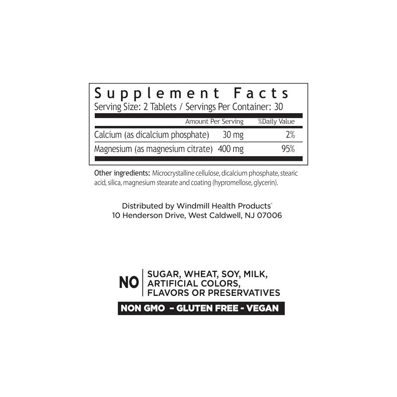 Windmill Natural Vitamins Magnesium Citrate 400 mg, Immune Support, Supports