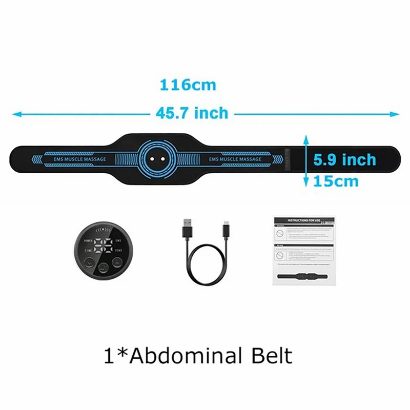 EMS Abdominal Belt for Home Fitness – USB Rechargeable Muscle