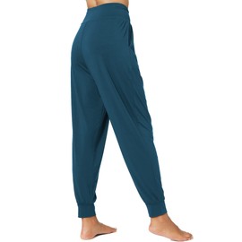 GYS Women Pajama Pants Bamboo Viscose High-Waist Soft Sleep Bottoms with Pockets, Lake Blue, Small