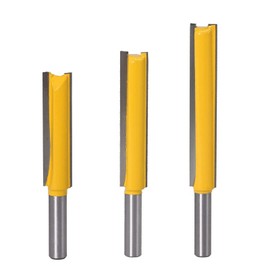 ExcInter 3 Pcs/Set 8mm Shank Long Straight Cutter Bit 8 * 1/2 * 50,8 * 1/2 * 63,8 * 1/2 * 76 Woodworking Long Flush Trim Router Bits Wood Cutting Tool