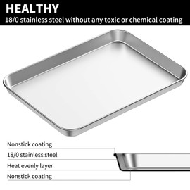 Baking Sheet Set of 5, Bastwe 18 inch Commercial Grade Stainless Steel Baking Pan, Professional Bakeware Oven Tray, Healthy & Non-toxic, Rust Free & Mirror Finish, Easy Clean & Dishwasher Safe