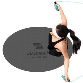 JUJOMAT Jump Rope Mat – Large Non-Slip Exercise Mat with Oval Design 55’’x35’’, Shock Absorbing for Indoor & Outdoor Use, Protects Floors and Rope, Ideal for Home Gym Workouts（grey）