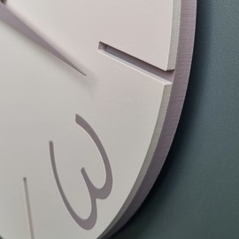 CalleaDesign - Shell Pink and Plum Grey Round Wall Clock, Inlaid Numbers, Smile Model 30cm Diameter, Quiet and Elegant