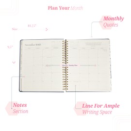 momAgenda 2024-2025 School Year Home Office Edition Oversized Day Planner - 12 Month Calander with Waterproof Bookcloth Cover (July 2025-August 2026) (Ocean Teal)