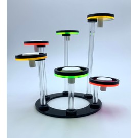 Weramics Black Round Big Frag Plugs for Corals with Fluorescent Acrylic and T-Shaped Bases - 4.72Inch Big Round Base (6 Units)