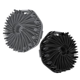 Cepillo de baño manual de silicona de dos piezas con su propia correa elástica para la mano, antideslizante, esmerilado, para fregar sin dolor (Black+Gray)