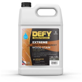 DEFY Extreme Wood Stain and Sealer in One - 1 Gallon Semi-Transparent Waterproof Coating for All Wood Types - Gray
