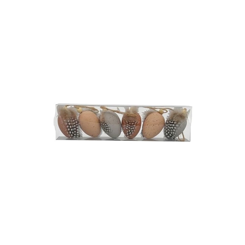 Macosa EX237722 Egg Hangers, Pack of 6 with Feather, Easter