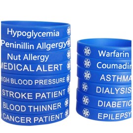 Blue Silicone Rubber Medical Awareness Alert Bracelet (Hypoglycemia)