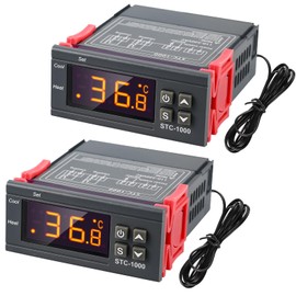 2pcs STC-1000 Digital Temperature Controller, 110-220V Digital Temperature Controller Thermostat, Temperature Monitor Celsius with NTC Sensor Probe, Digital Temperature Controller for Fermentation