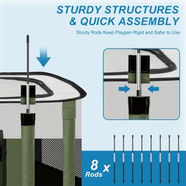 X-ZONE PET Dog Playpen, Puppy Cat Play Pen Portable Foldable Indoor/Outdoor Tent Crate Cage, Portable Pet Crate Medium Size Green 33"