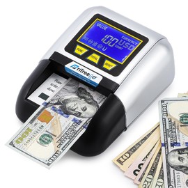 Frifreego Portable Counterfeit Bill Detector, Rechargeable Fake Bill Detector 4-Way Detection, for Multiple Currencies with Value Display, Commercial Grade Bill Detector Alertable