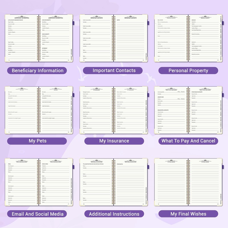 End of Life Planner, Estate Planning Organizer with Tabs for
