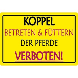 Metal Sign 20 x 30 cm with German Text "Betreten & Füttern" [German Language]