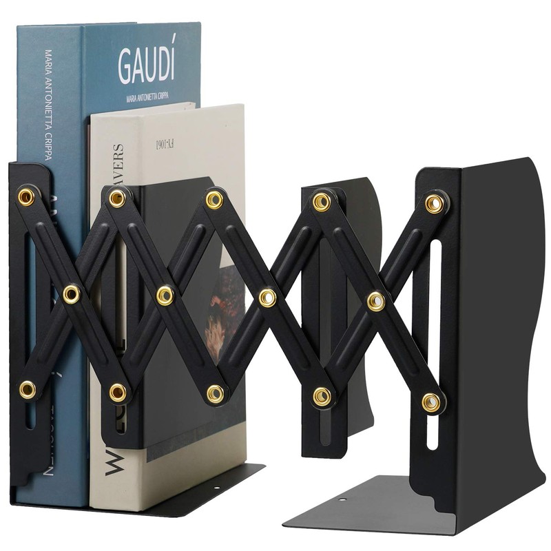 Hossejoy Adjustable Bookends, Heavy Duty Metal Book Ends, Expandable Bookcase