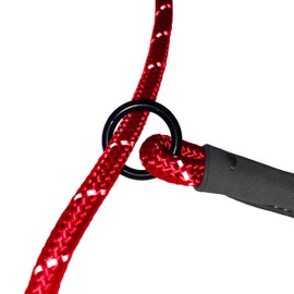HugglePets Reflective Rope Slip Lead for Dogs - Red (150cm) High Visibility Weather Resistant Training Lead for Dogs with Strong Inner Core and Welded Ring.