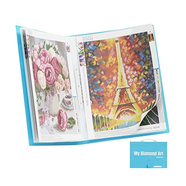 ARTDOT A2 Storage Book for Diamond Painting Kits, Diamond Art Portfolio Folder with 30 Pocket Slevees Protectors (16.4x22inches)