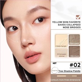 Paleta Contorno De Maquillaje 4 En 1, Resaltador, Cara Iluminador, Polvo Shimmer Glow Larga Duracin 2 , Pincel Incluido (2 )