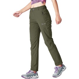 Rdruko Women's Hiking Pants Lightweight Quick Dry Water Resistant Outdoor Travel Pants with Pockets(Green, US XL)