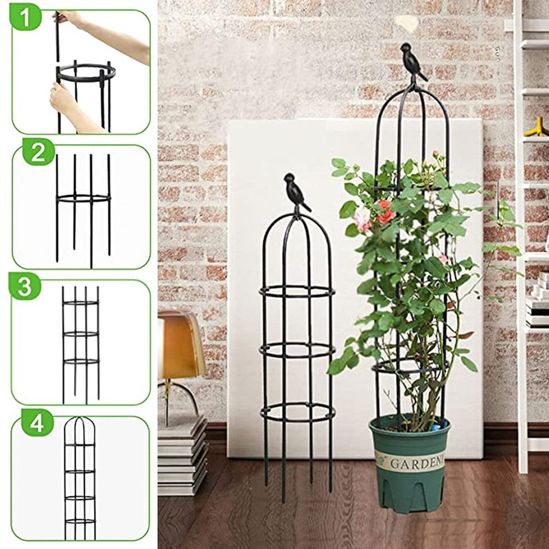 6ft Garden Obelisk Trellis for Climbing Plants-Rustproof Metal Pipe with