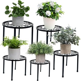 Paquete de 5 Soportes de Metal para Plantas, Soporte para Macetas Redondo Resistente, Soporte de Hierro Inoxidable en Diferentes Tamaños, Soporte para Decoración Del Hogar Interior y Exterior