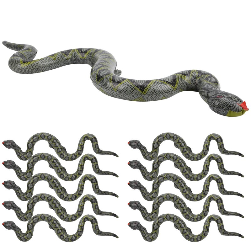 10pcs Inflatable Snakes Toy Scary Snake for Garden Farm Swimming