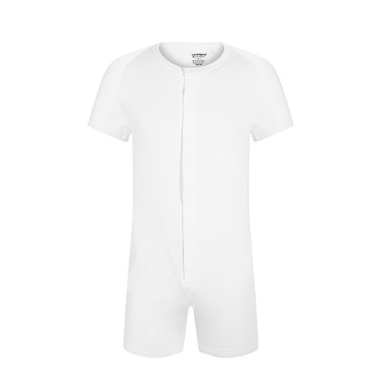 Landofgenie Mens Short Sleeve Onesie Jumpsuit Romper Pajamas Stretchy Cotton
