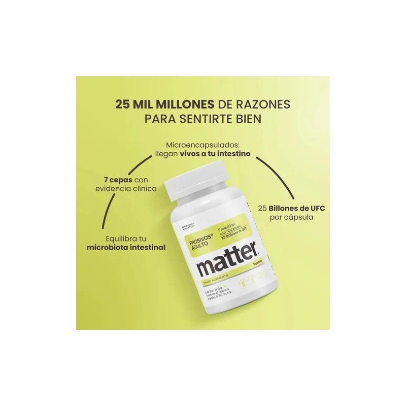 Matter Probivos Adultos Probióticos Con Glutamina 45 Cap Sabor Sin