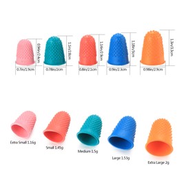 20PCS Rubber Finger Tip Pads, Reusable Finger Protectors, Thickened Finger Cones Thimblettes for Counting Money Sorting Writing Sorting Sports Games (5 Sizes and Colors)
