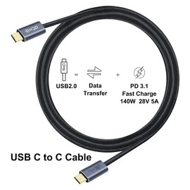 DCHAV 28V 5A USB C to USB C Cable Type C to Type C Fast Charging PD 3.1 140W 100W USBc to USBc Cord 5ft Nylon Braided for Data Transfer High Power Charge Phone Tablet Laptop Computer